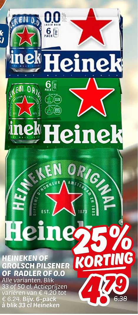 HEINEKEN OF GROLSCH PILSENER OF RADLER OF 0.0