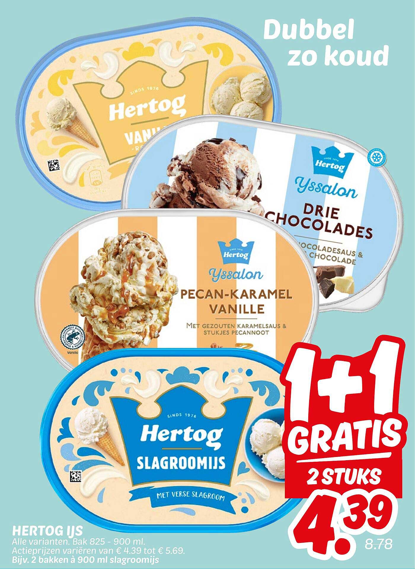 Hertog IJs, 1+1 GRATIS 2 stuks voor €4,39