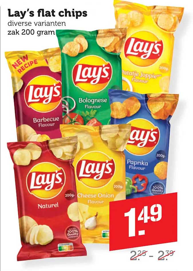 Lay's flat chips diverse varianten zak 200 gram