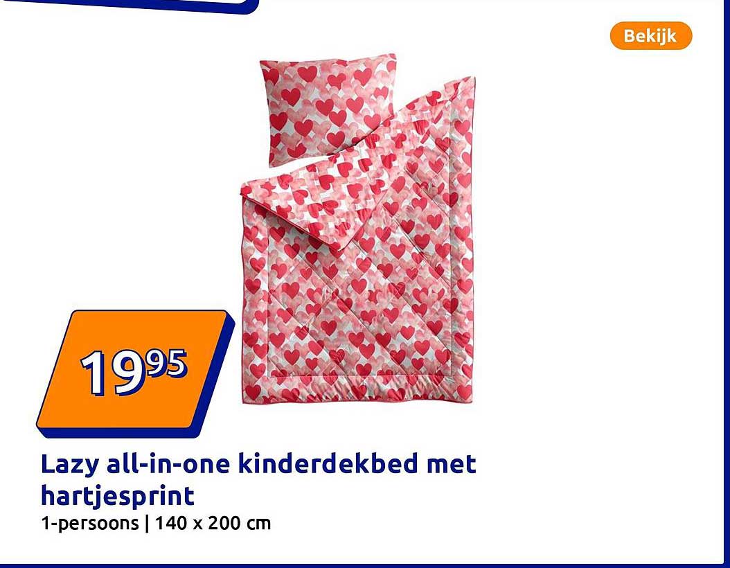 Lazy all-in-one kinderdekbed met hartjesprint
