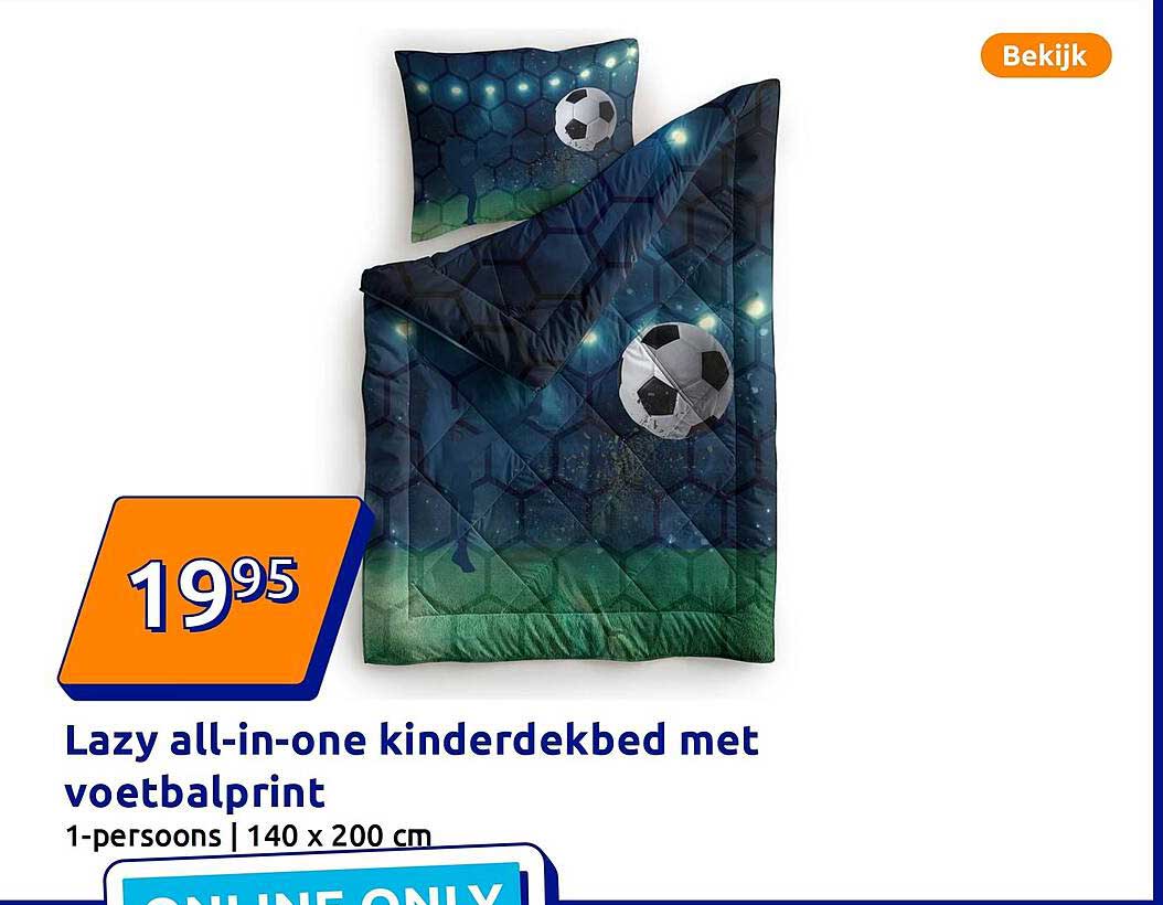 Lazy all-in-one kinderdekbed met voetbalprint