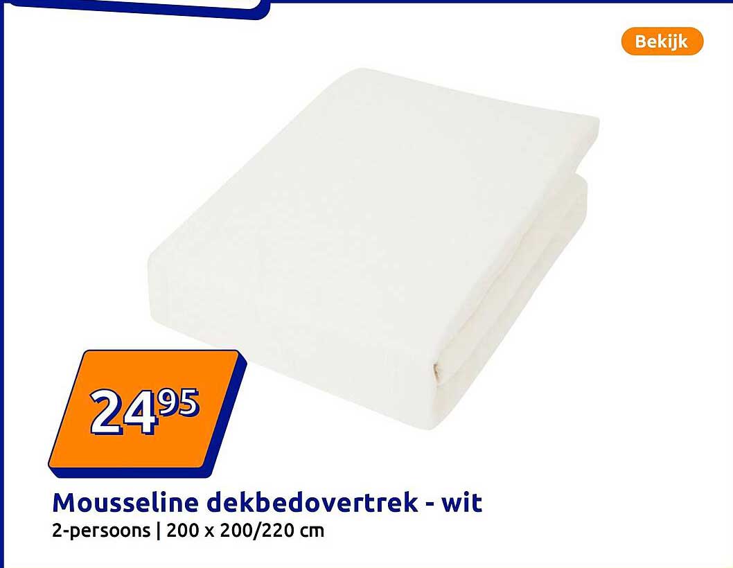 Mousseline dekbedovertrek - wit
