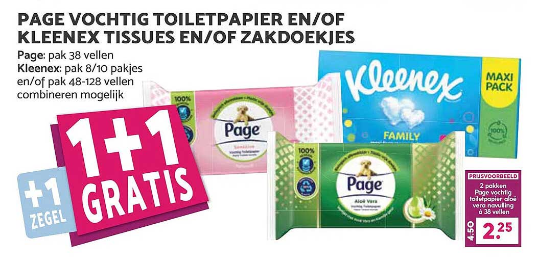 PAGE VOCHTIG TOILETPAPIER EN/OF KLEENEX TISSUES EN/OF ZAKDOEKJES