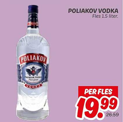 POLIAKOV VODKA Fles 1.5 liter.
