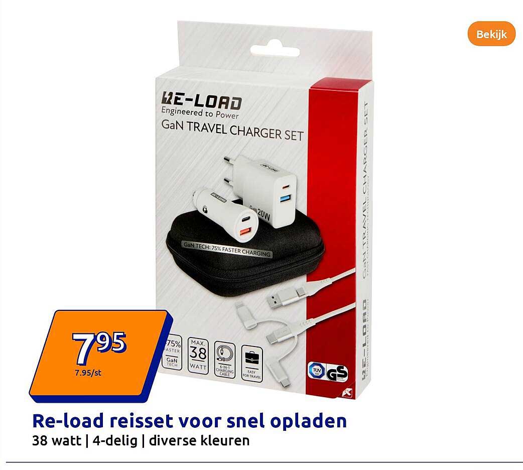 Re-load reisset voor snel opladen