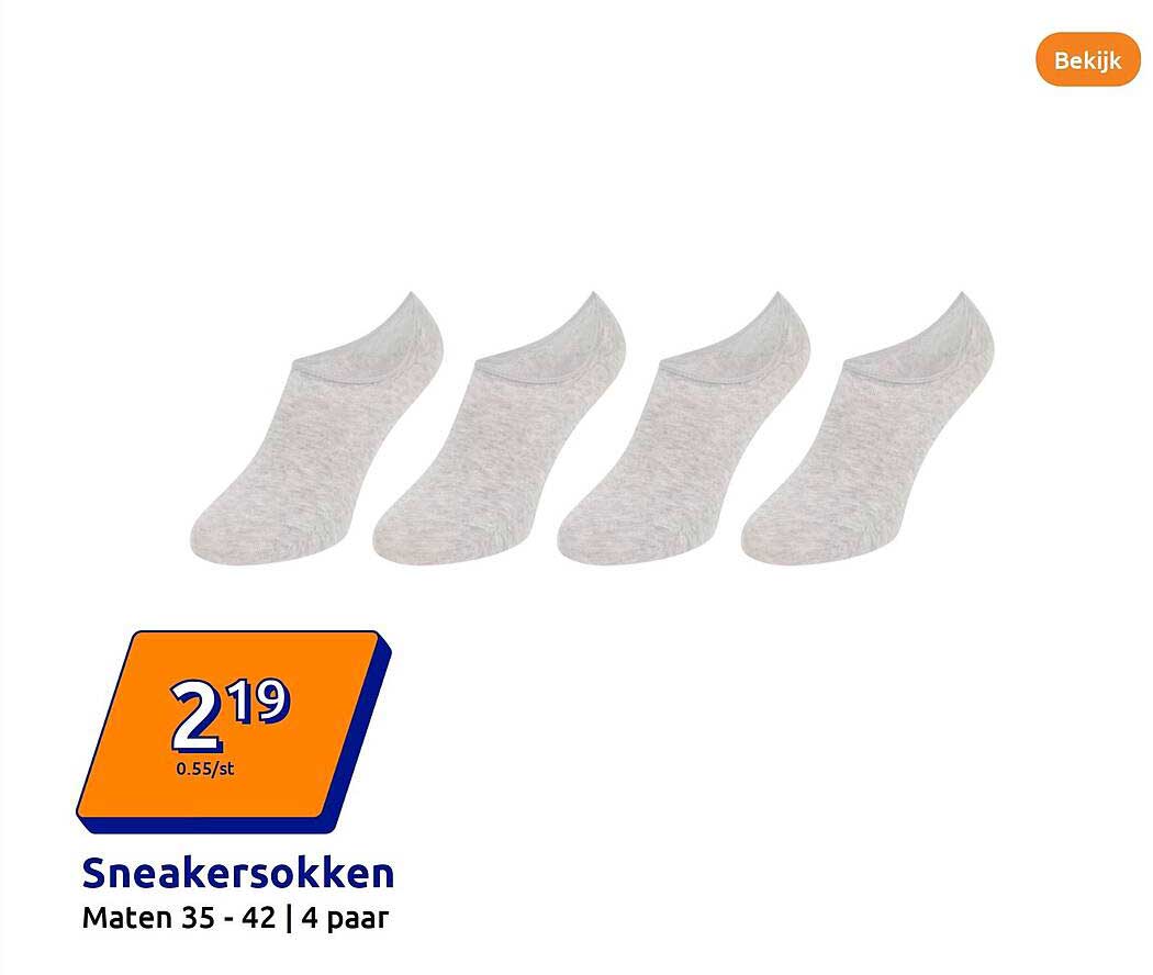 Sneakersokken Maten 35 - 42 | 4 paar