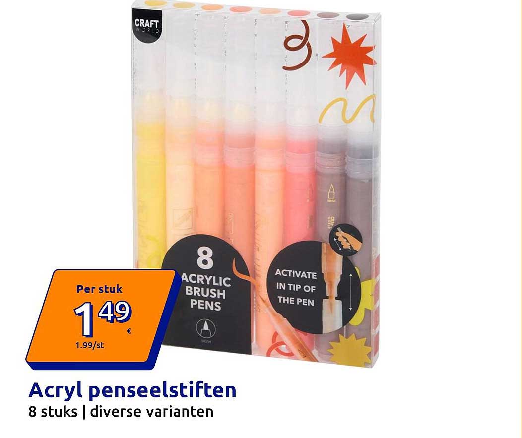 Acryl penseelstiften 8 stuks | diverse varianten