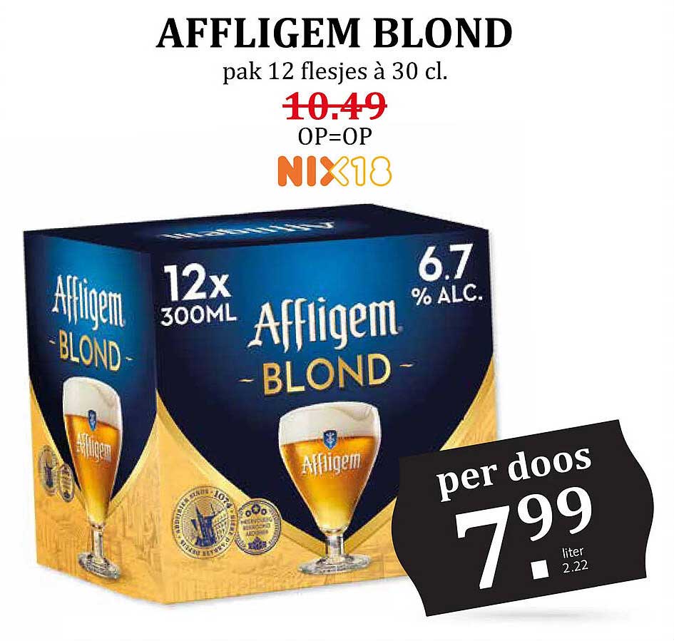 AFFLIGEM BLOND pak 12 flesjes à 30 cl. OP=OP