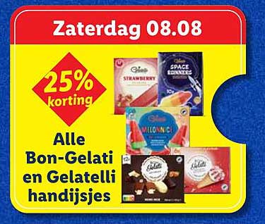 Alle Bon-Gelati en Gelatelli handijsjes 25% korting