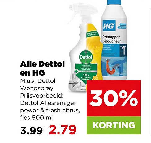 Alle Dettol en HG M.u.v. Dettol Wondspray Prijsvoorbeeld: Dettol Allesreiniger power & fresh citrus, fles 500 ml 30% KORTING