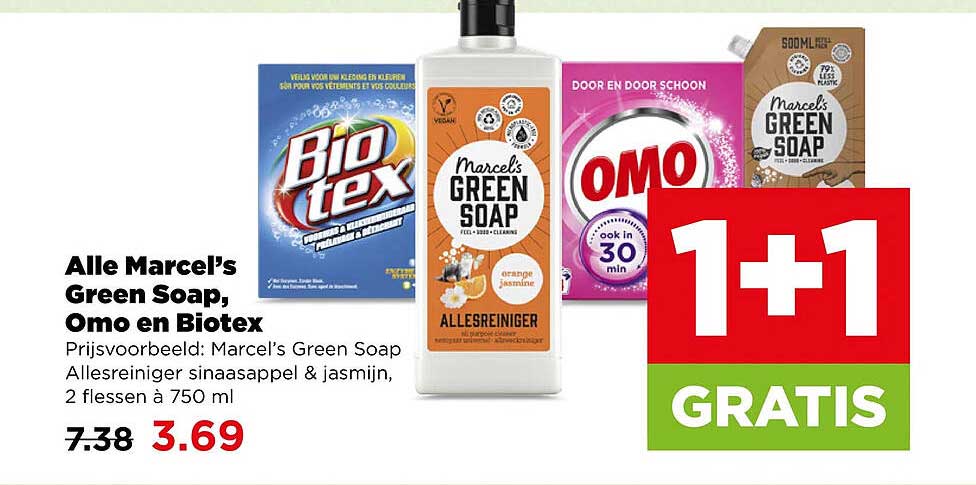 Alle Marcel’s Green Soap, Omo en Biotex 1+1 GRATIS
