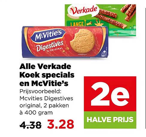 Alle Verkade Koek specials en McVitie’s 2e halve prijs