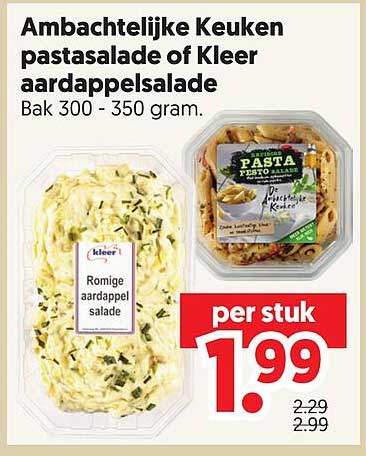 Ambachtelijke Keuken pastasalade of Kleer aardappelsalade Bak 300 - 350 gram