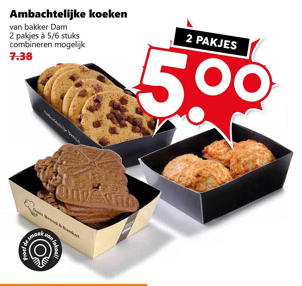 Ambachtelijke koeken van bakker Dam 2 pakjes à 5/6 stuks combineren mogelijk 2 PAKJES