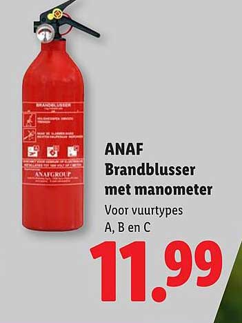ANAF Brandblusser met manometer Voor vuurtypes A, B en C
