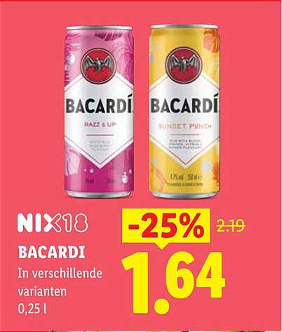 BACARDI In verschillende varianten 0,25 l -25%