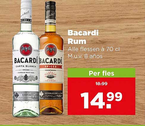 Bacardi Rum Alle flessen a 70 cl M.U.V. 8 anos