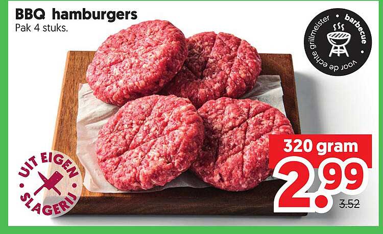 BBQ hamburgers Pak 4 stuks.