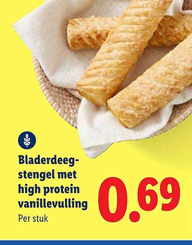 Bladerdeeg-stengel met high protein vanillevulling