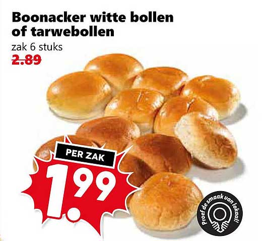 Boonacker witte bollen of tarwebollen zak 6 stuks