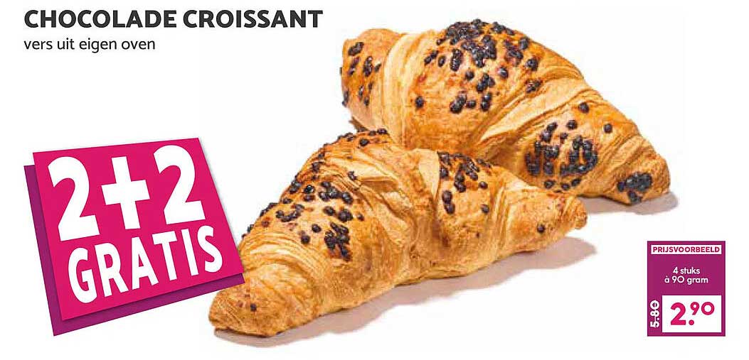 CHOCOLADE CROISSANT vers uit eigen oven 2+2 GRATIS
