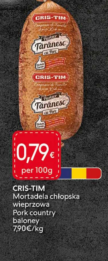 CRIS-TIM Mortadela chłopska wieprzowa Pork country baloney