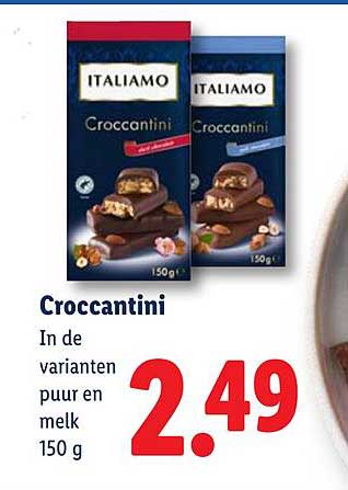 Croccantini In de varianten puur en melk 150 g