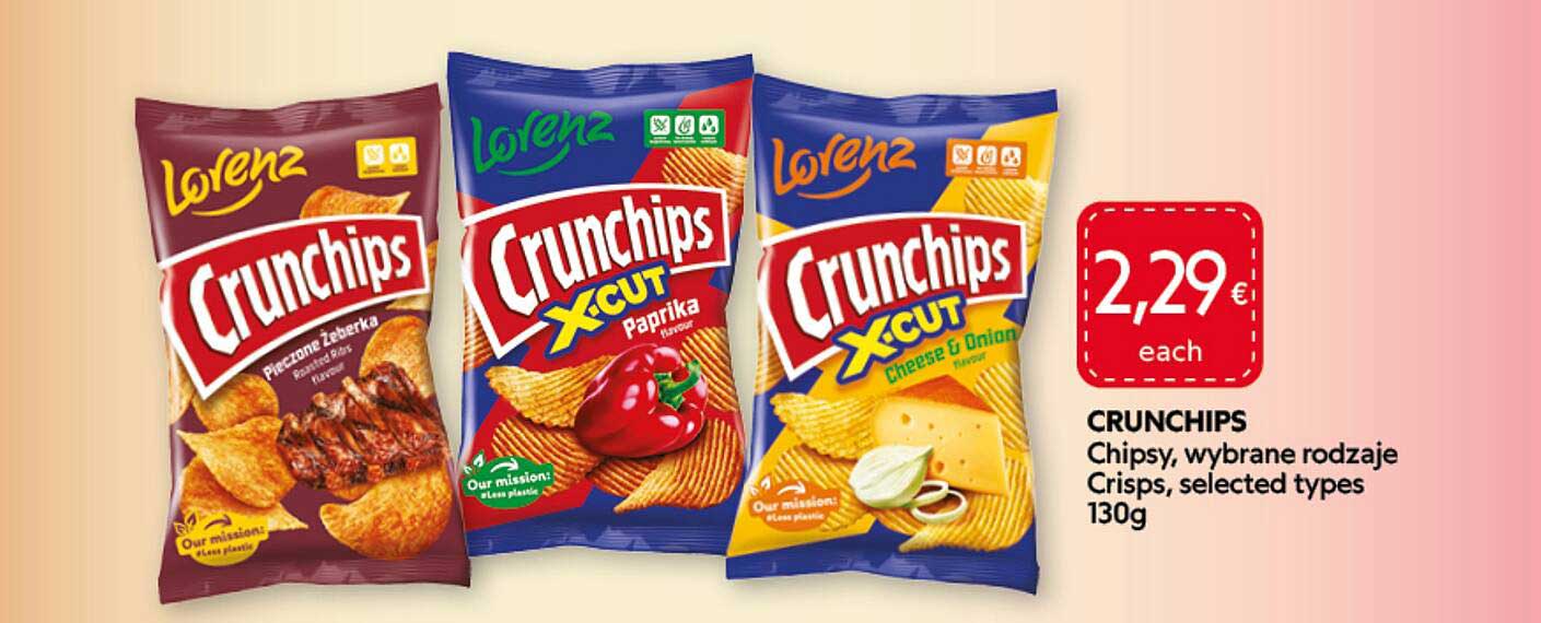 Crunchips Chipsy, wybrane rodzaje Crisps, selected types 130g