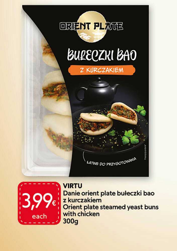 Danie orient plate bułeczki bao z kurczakiem Orient plate steamed yeast buns with chicken 300g