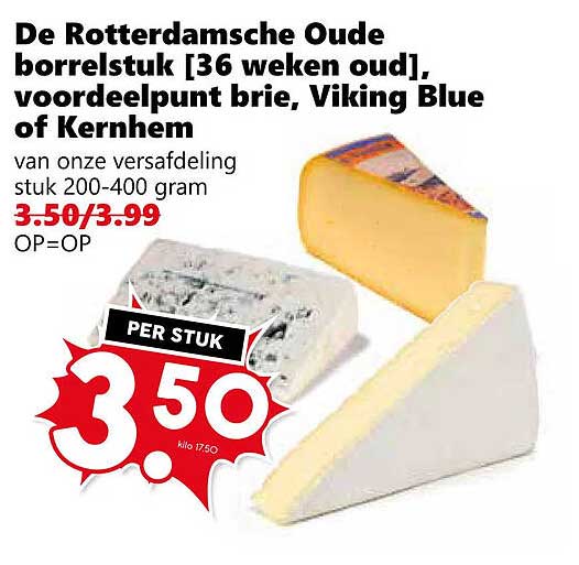 De Rotterdamse Oude borrelstuk [36 weken oud], voordeelpunt brie, Viking Blue of Kernhem