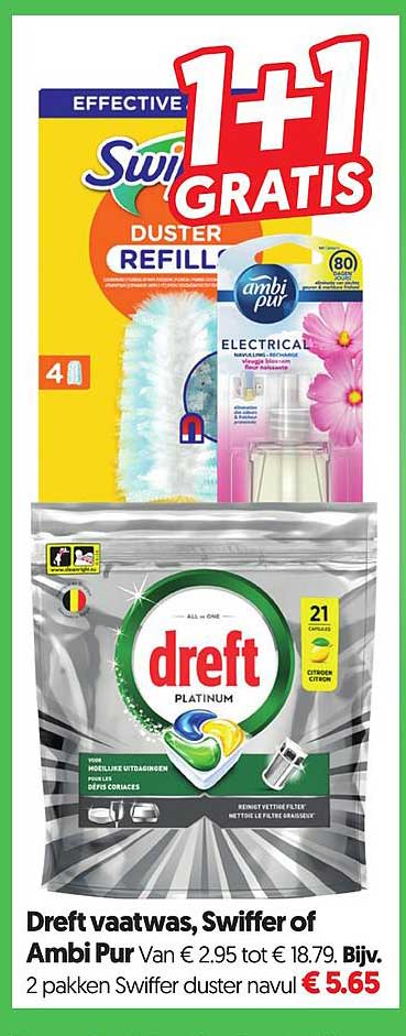 Dreft vaatwas, Swiffer of Ambi Pur 1+1 gratis