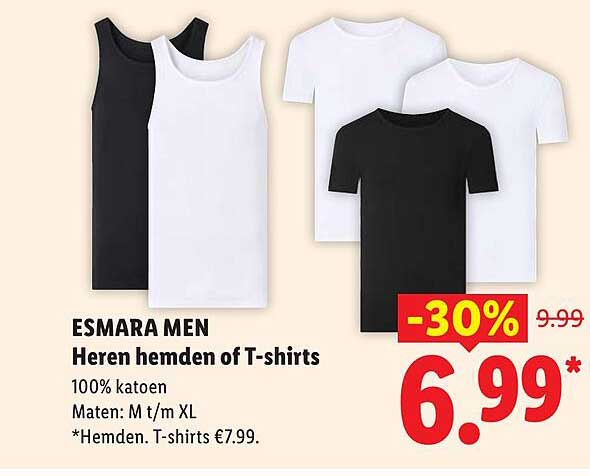 ESMARA MEN Heren hemden of T-shirts -30%
