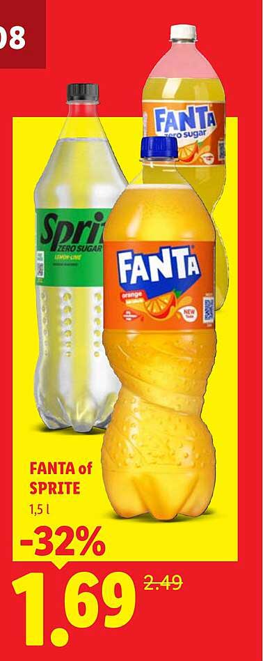 Fanta of Sprite 1,5 l -32%