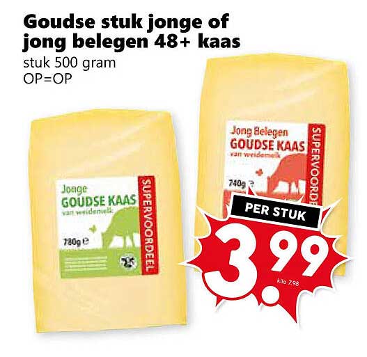 Goudse stuk jong of jong belegen 48+ kaas