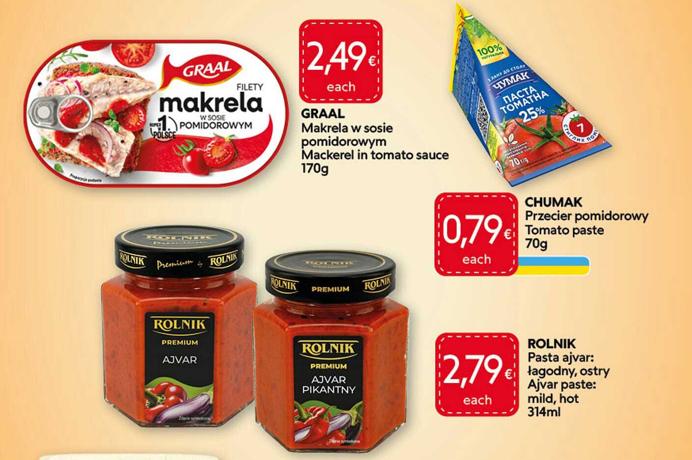 GRAAL Makrela w sosie pomidorowym Mackerel in tomato sauce 170g