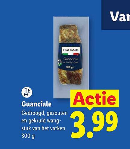 Guanciale Gedroogd, gezouten en gekruid wangstuk van het varken 300 g Actie