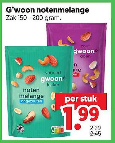 G’woon notenmelange Zak 150 - 200 gram