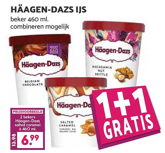 HÄAGEN-DAZS IJS beker 460 ml. combineren mogelijk 1+1 GRATIS