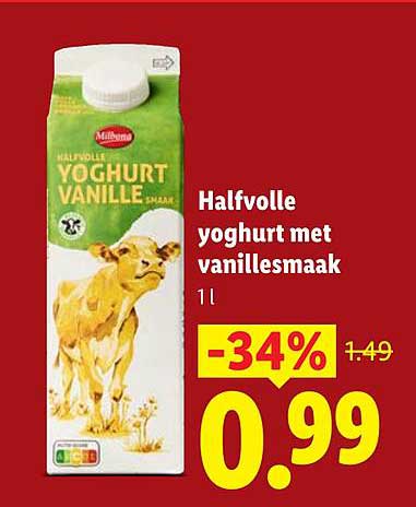 Halfvolle yoghurt met vanillesmaak 1l