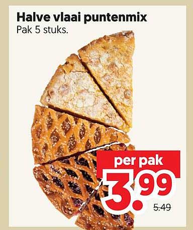 Halve vlaai puntenmix Pak 5 stuks.