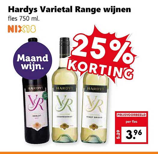 Hardys Varietal Range wijnen 25% KORTING
