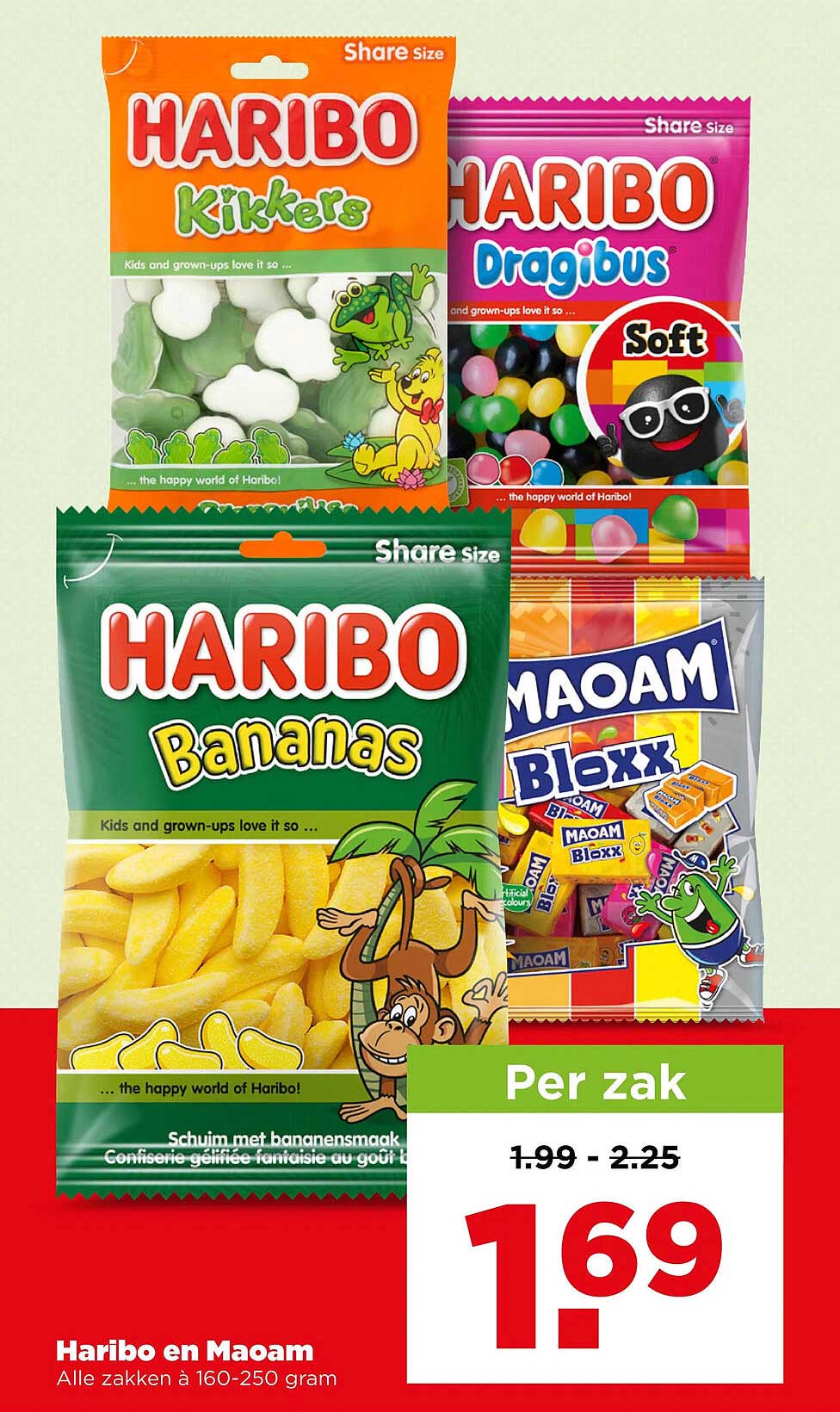 Haribo en Maoam Alle zakken à 160-250 gram