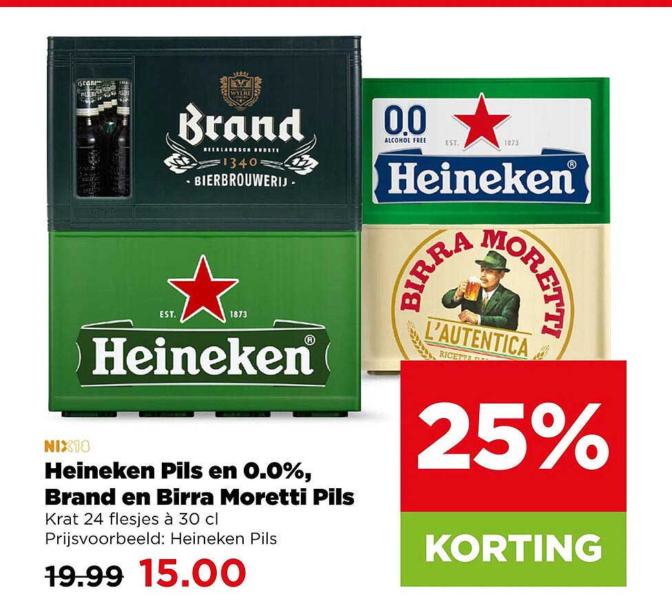 Heineken Pils en 0.0%, Brand en Birra Moretti Pils