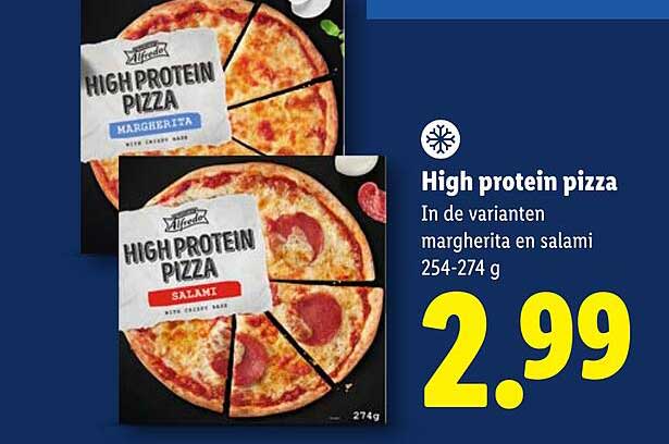 High protein pizza In de varianten margherita en salami 254-274 g