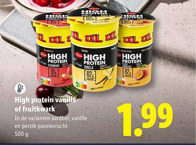 High protein vanille- of fruitkwark