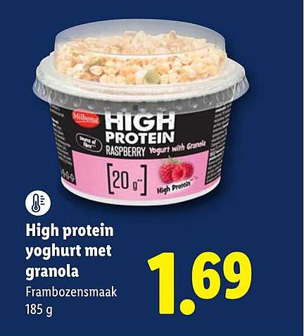 High protein yoghurt met granola Frambozensmaak 185 g