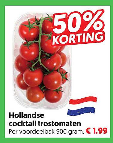 Hollandse cocktail trostomaten 50% korting