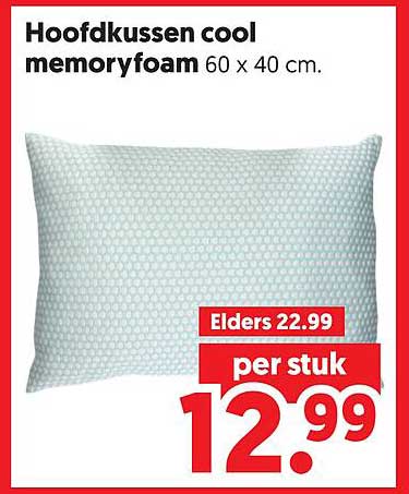 Hoofdkussen cool memoryfoam 60 x 40 cm.