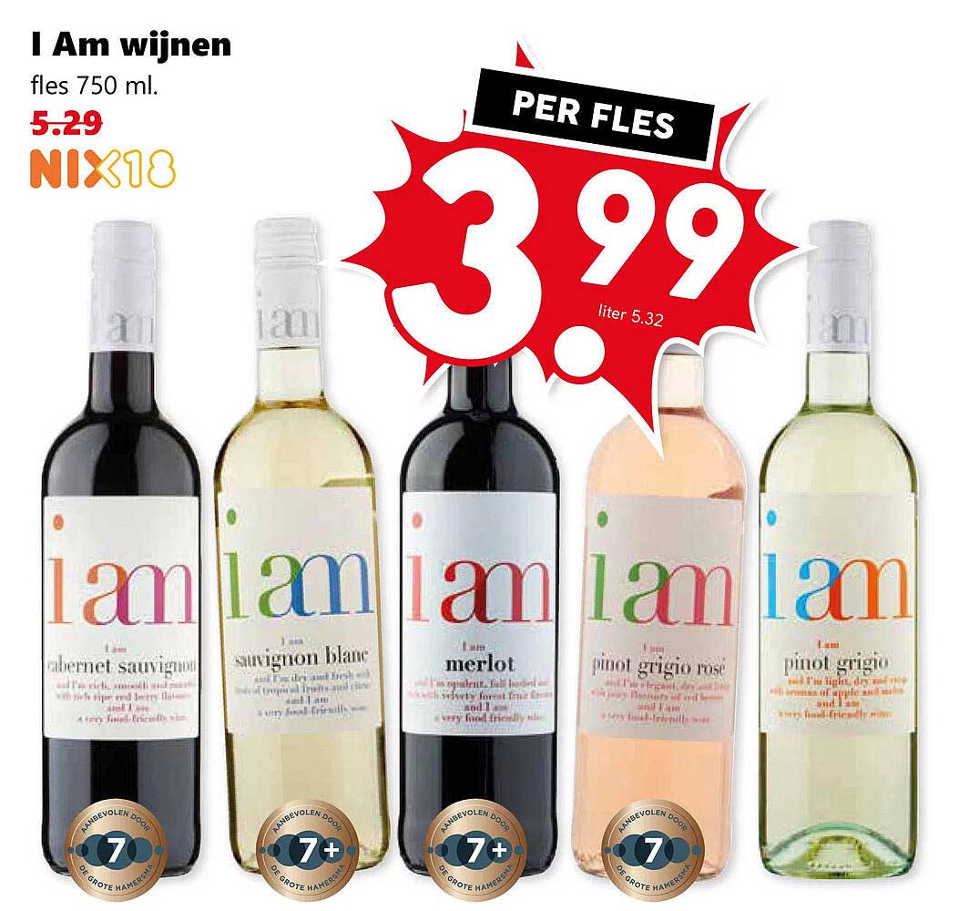 I Am wijnen fles 750 ml.
