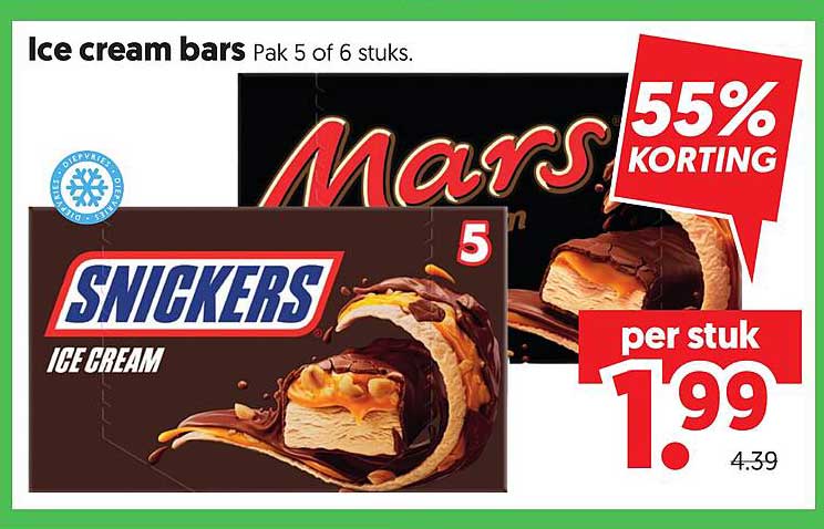 Ice cream bars Pak 5 of 6 stuks. 55% KORTING